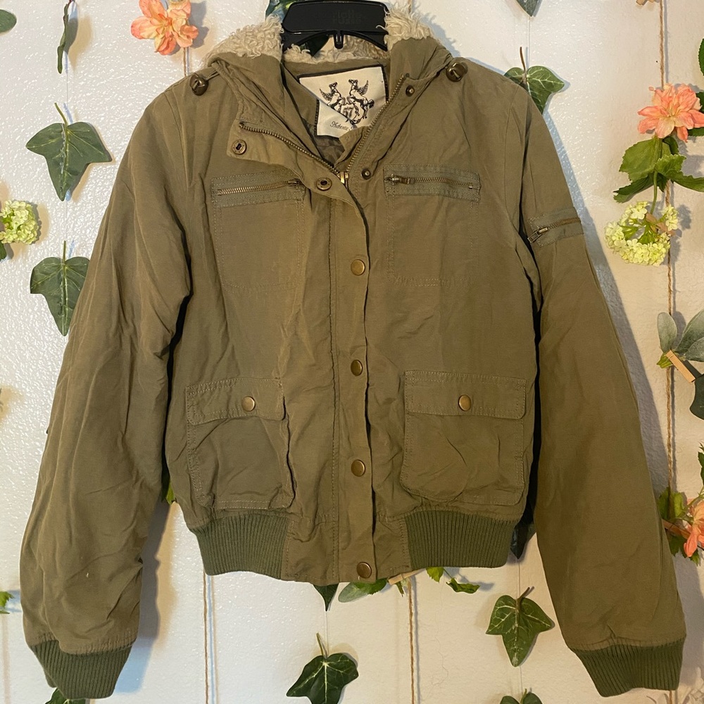 Green puffy winter jacket
